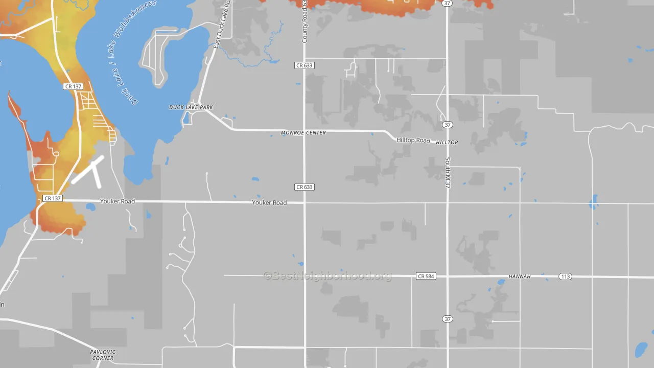 Bike Grade map of Monroe Center, MI