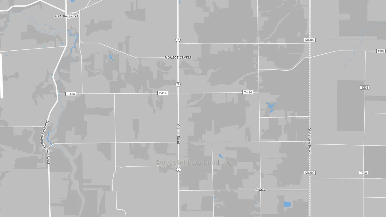 Bike Grade map of Monroe Center, OH