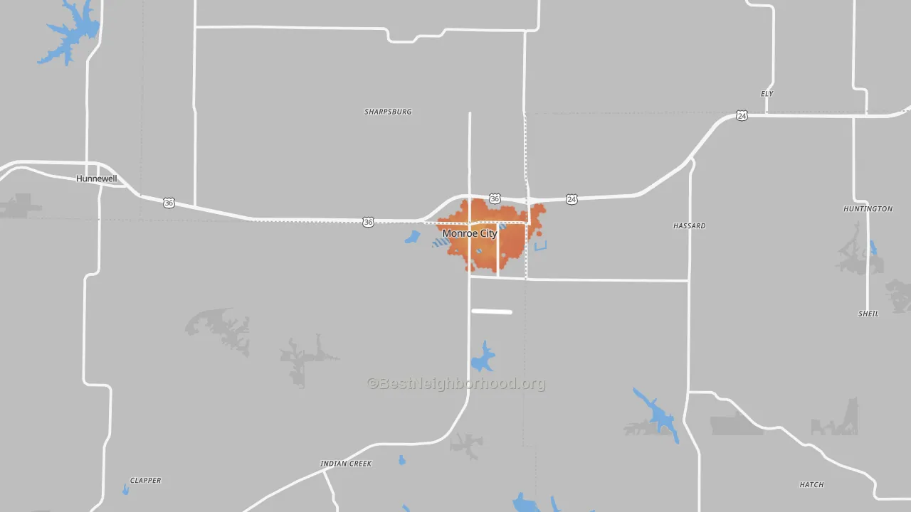 Bike Grade map of Monroe City, MO