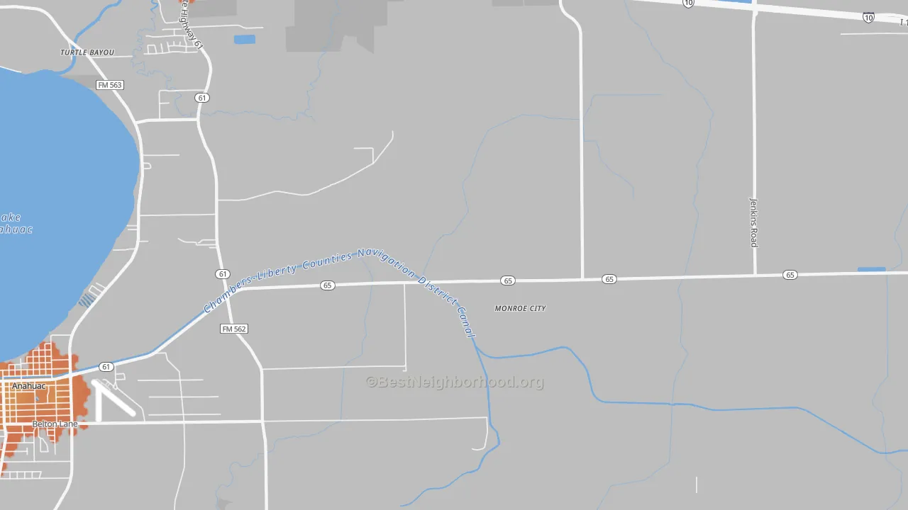 Bike Grade map of Monroe City, TX
