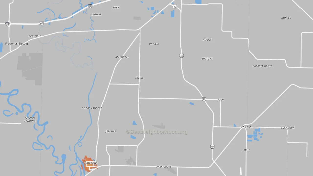 Bike Grade map of Monroe County, AR