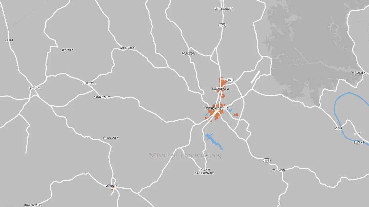 Bike Grade map of Monroe County, KY
