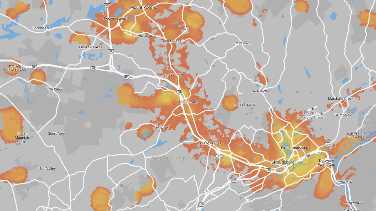 Bike Grade map of Monroe County, PA