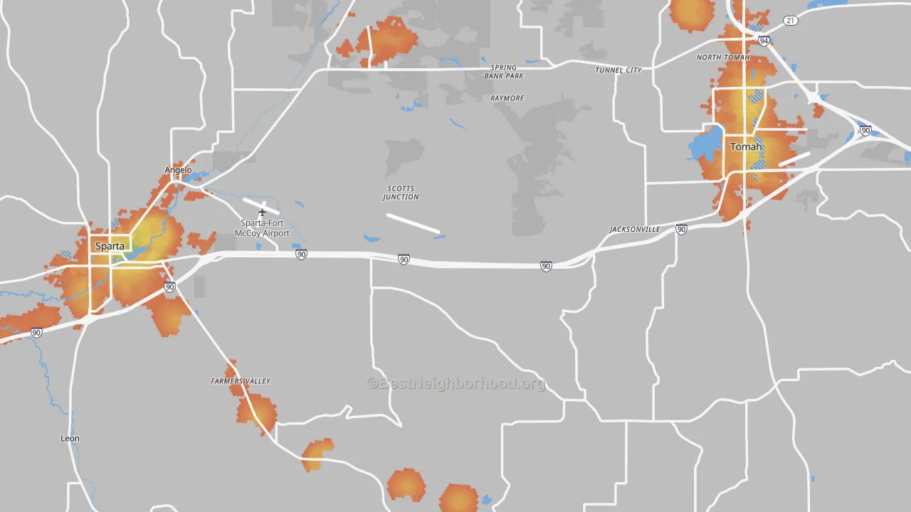 Bike Grade map of Monroe County, WI