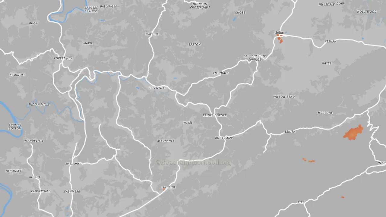 Bike Grade map of Monroe County, WV