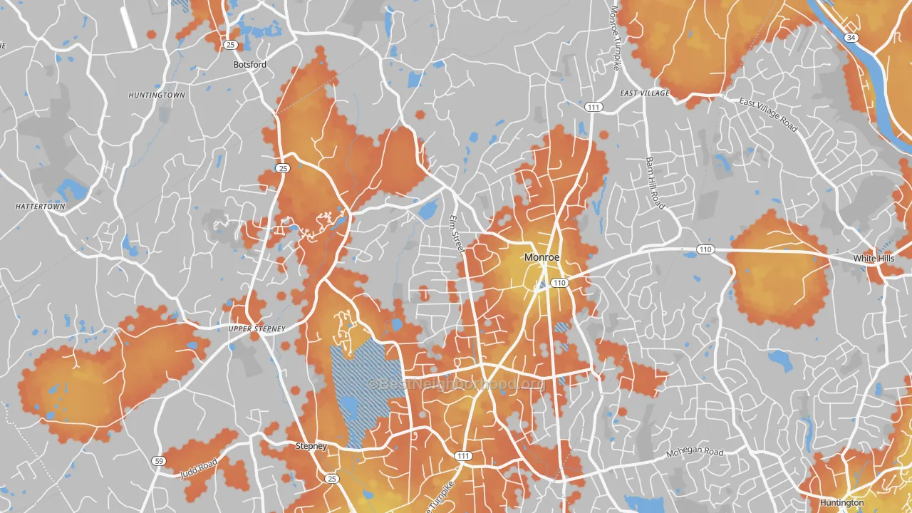 Bike Grade map of Monroe, CT