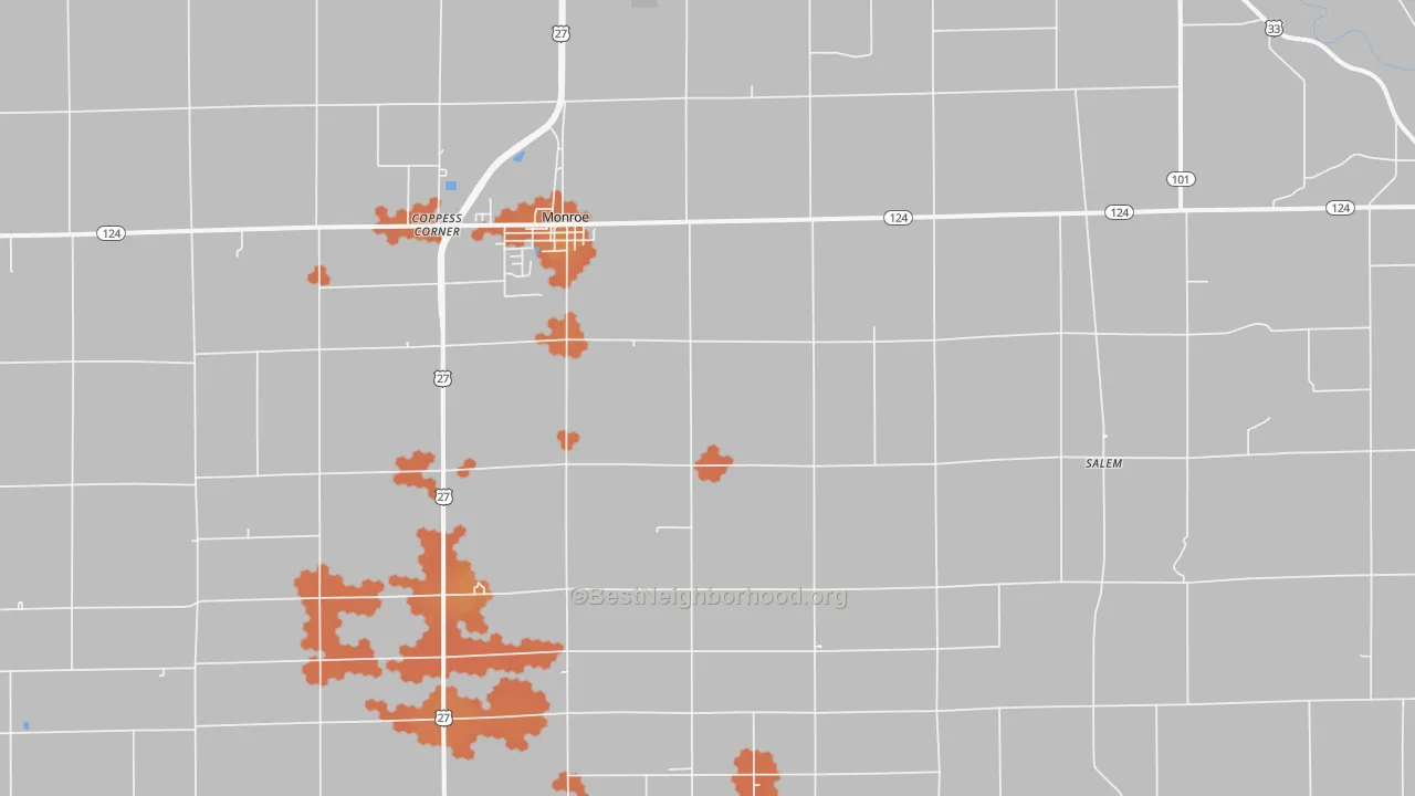 Bike Grade map of Monroe, IN