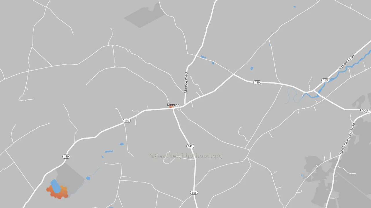 Bike Grade map of Monroe, ME