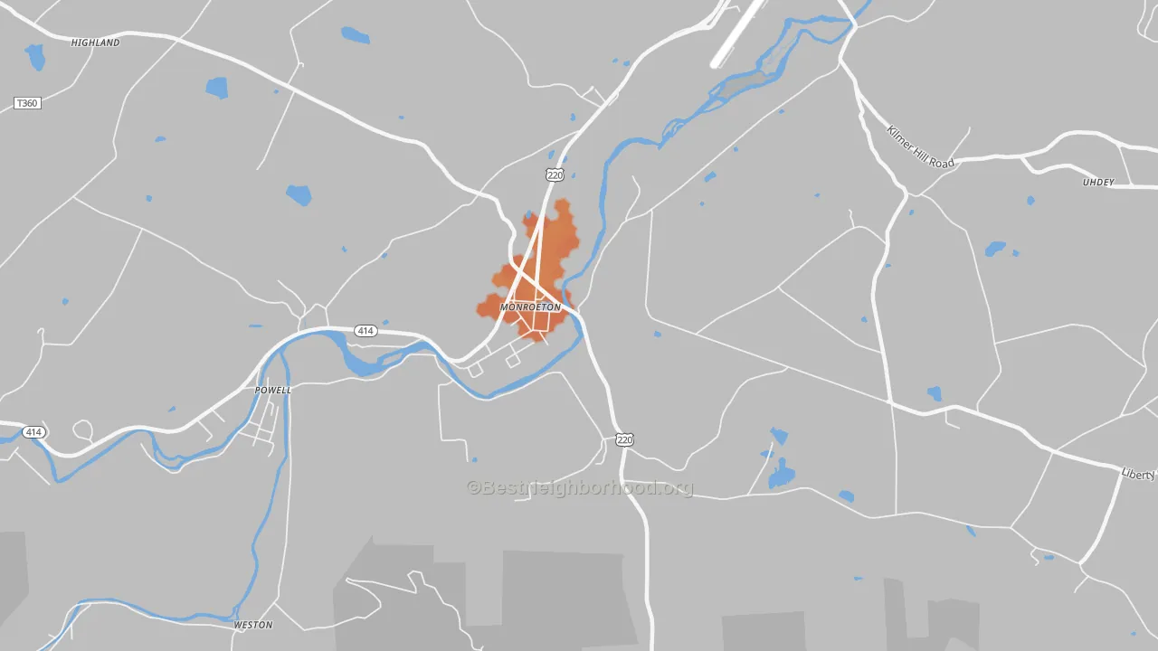 Bike Grade map of Monroe, PA