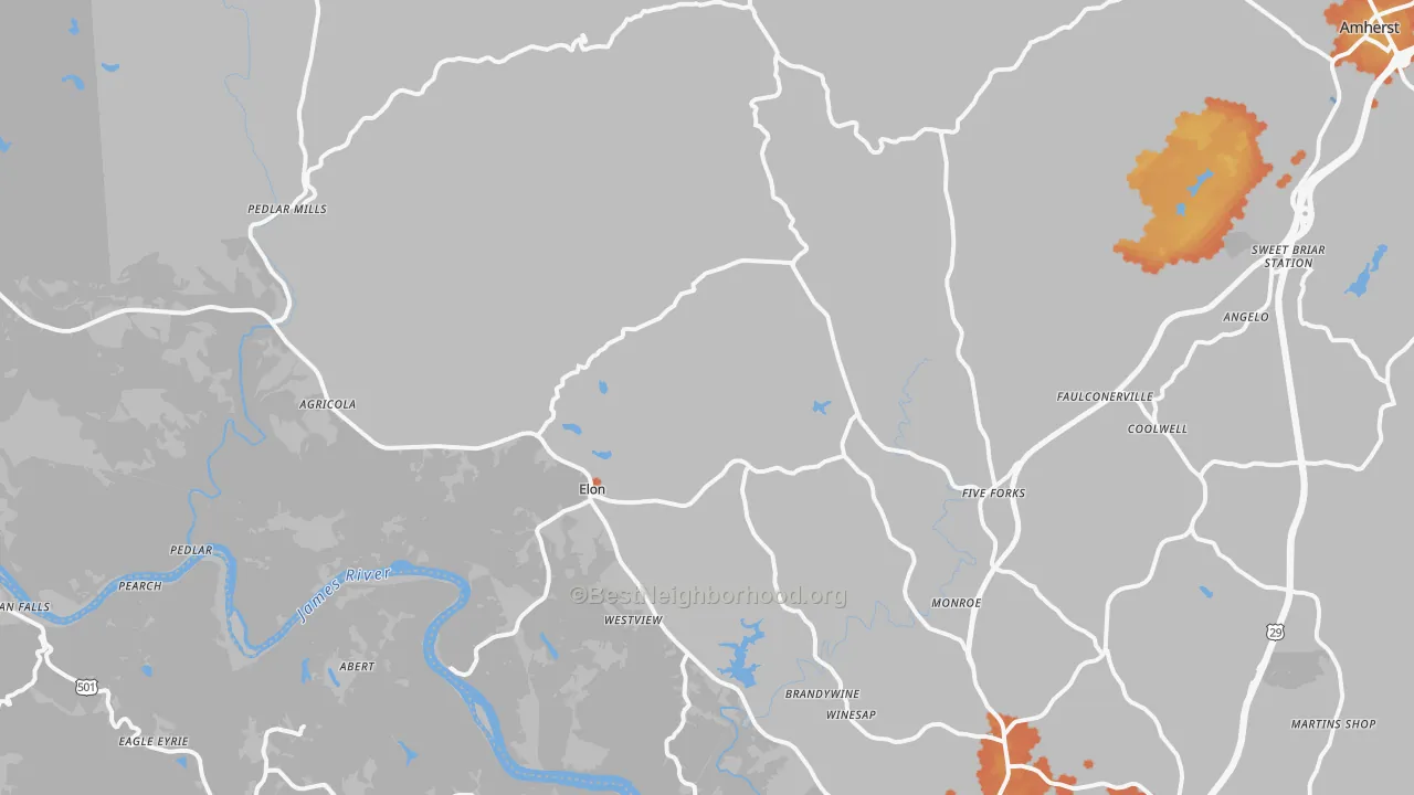 Bike Grade map of Monroe, VA
