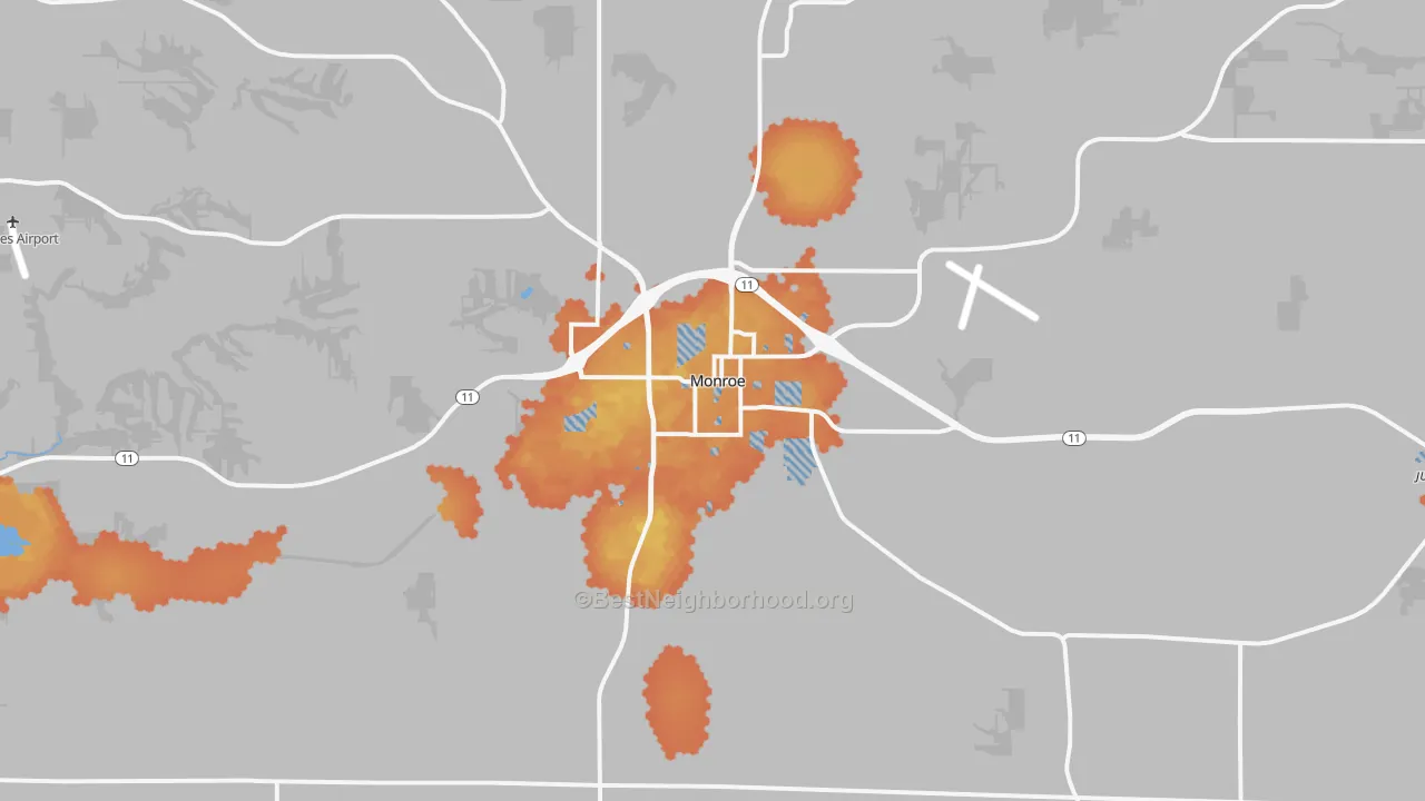 Bike Grade map of Monroe, WI