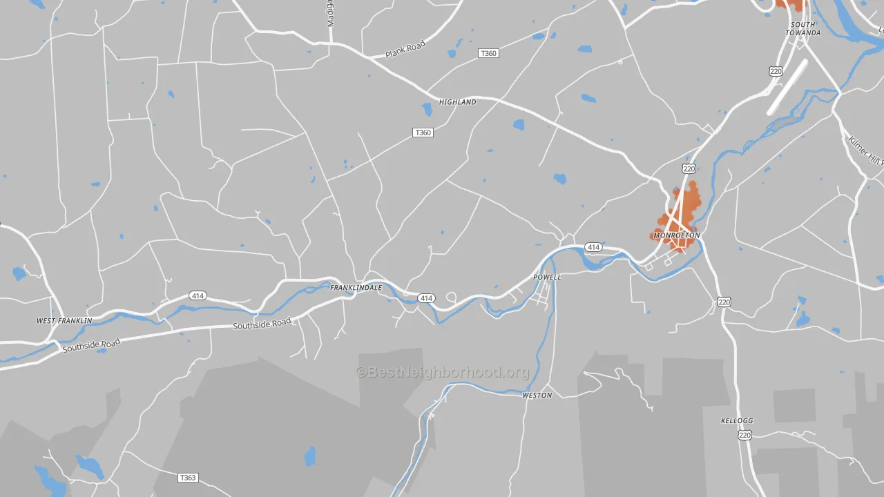 Bike Grade map of Monroeton, PA