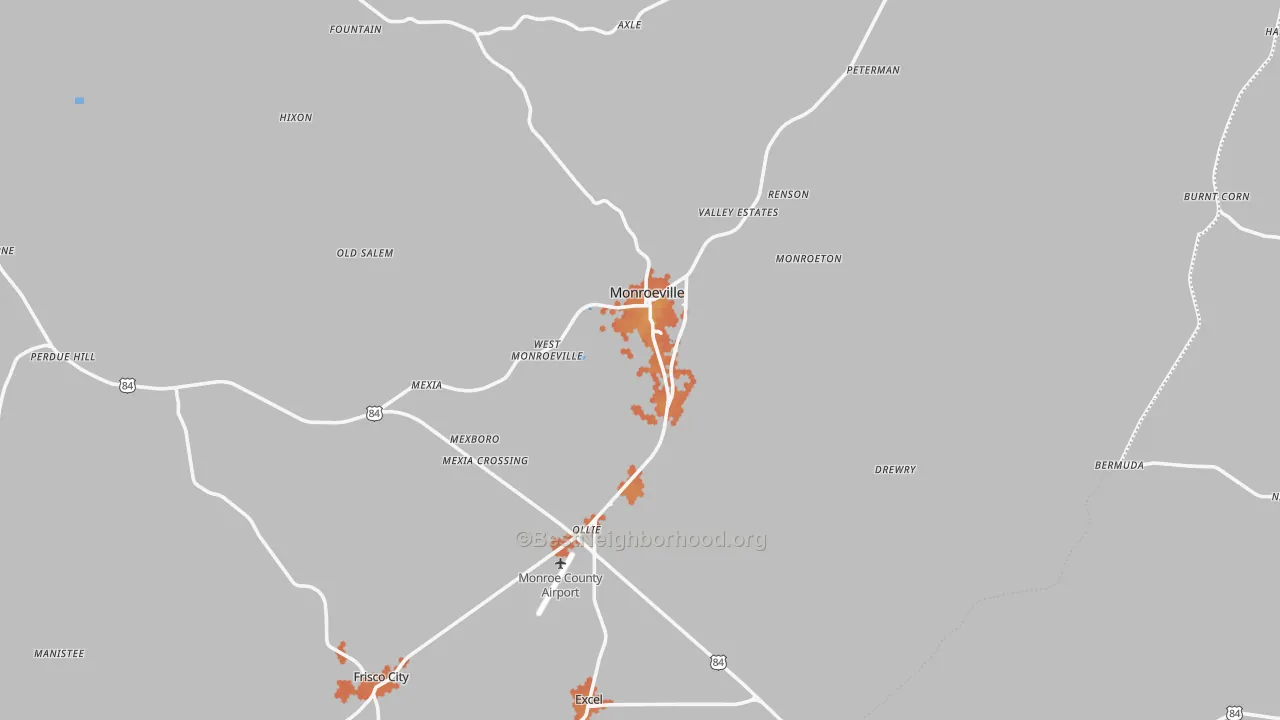 Bike Grade map of Monroeville, AL