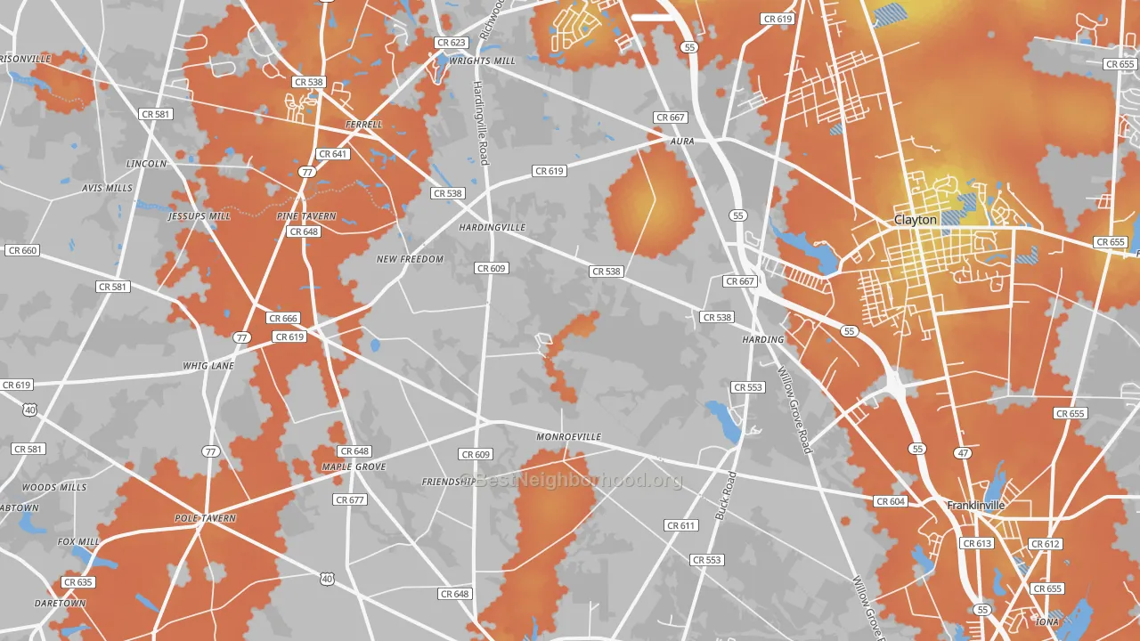Bike Grade map of Monroeville, NJ