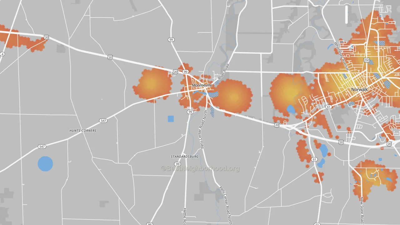 Bike Grade map of Monroeville, OH
