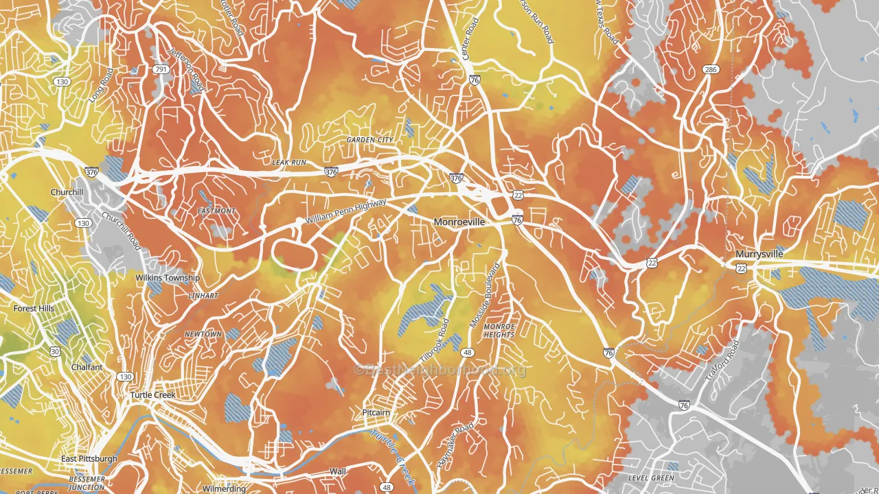 Bike Grade map of Monroeville, PA