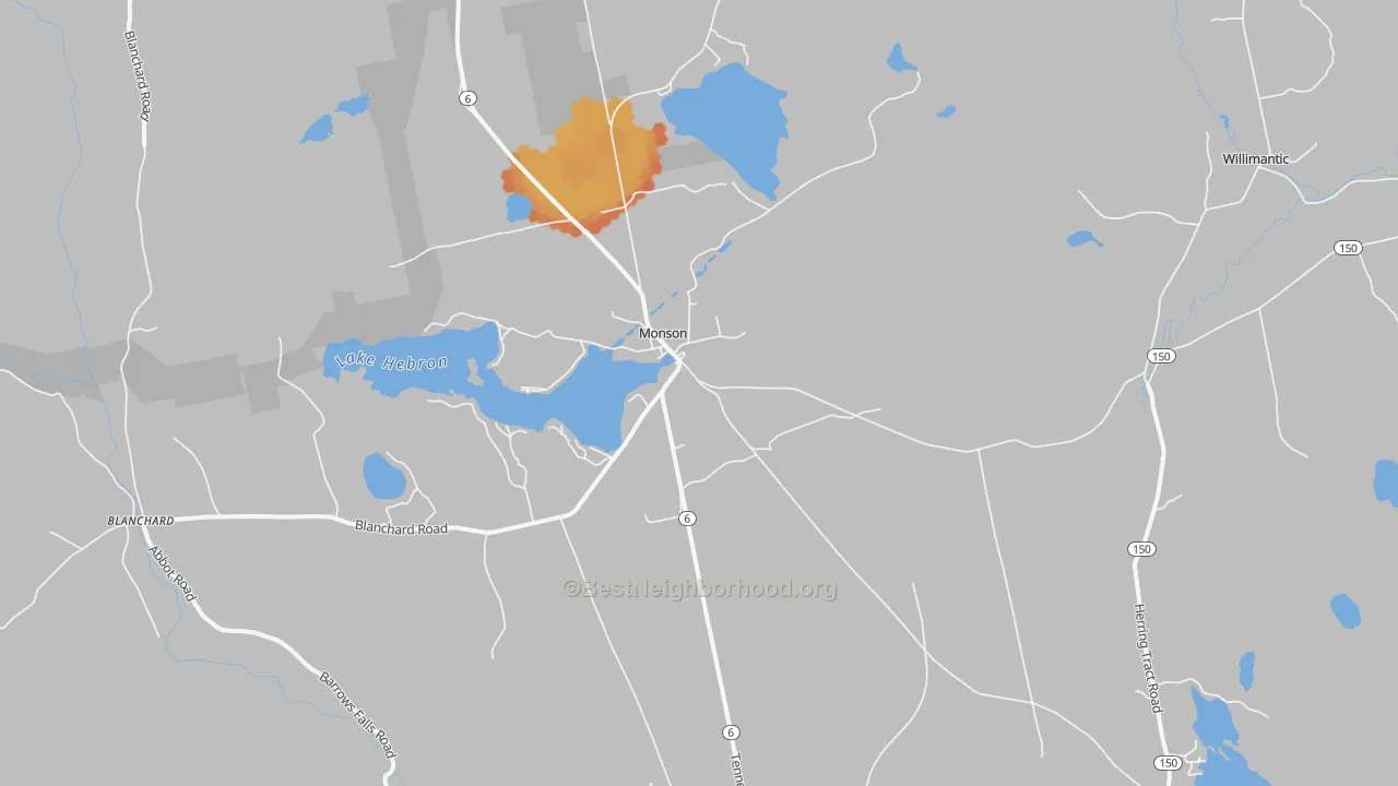 Bike Grade map of Monson, ME