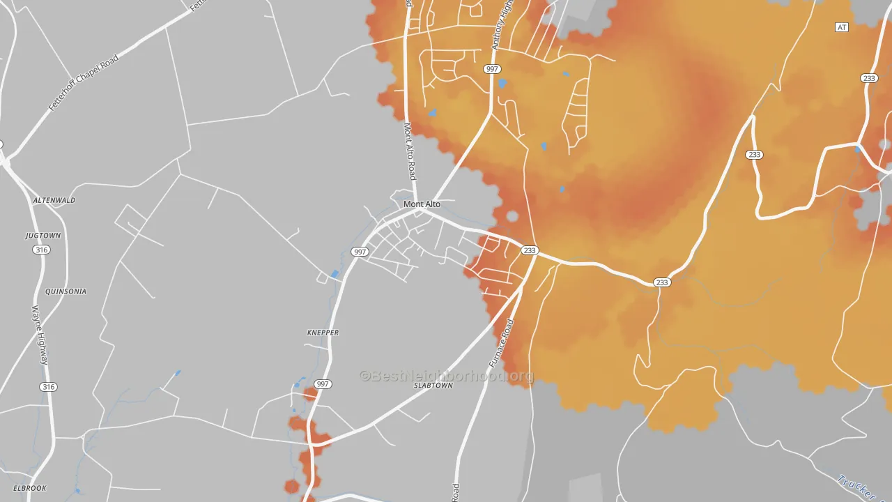 Bike Grade map of Mont Alto, PA