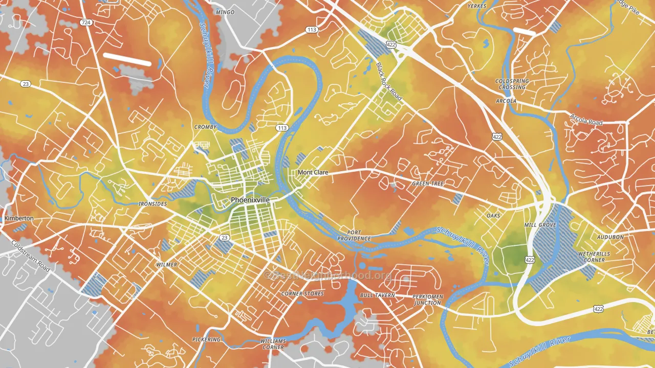Bike Grade map of Mont Clare, PA