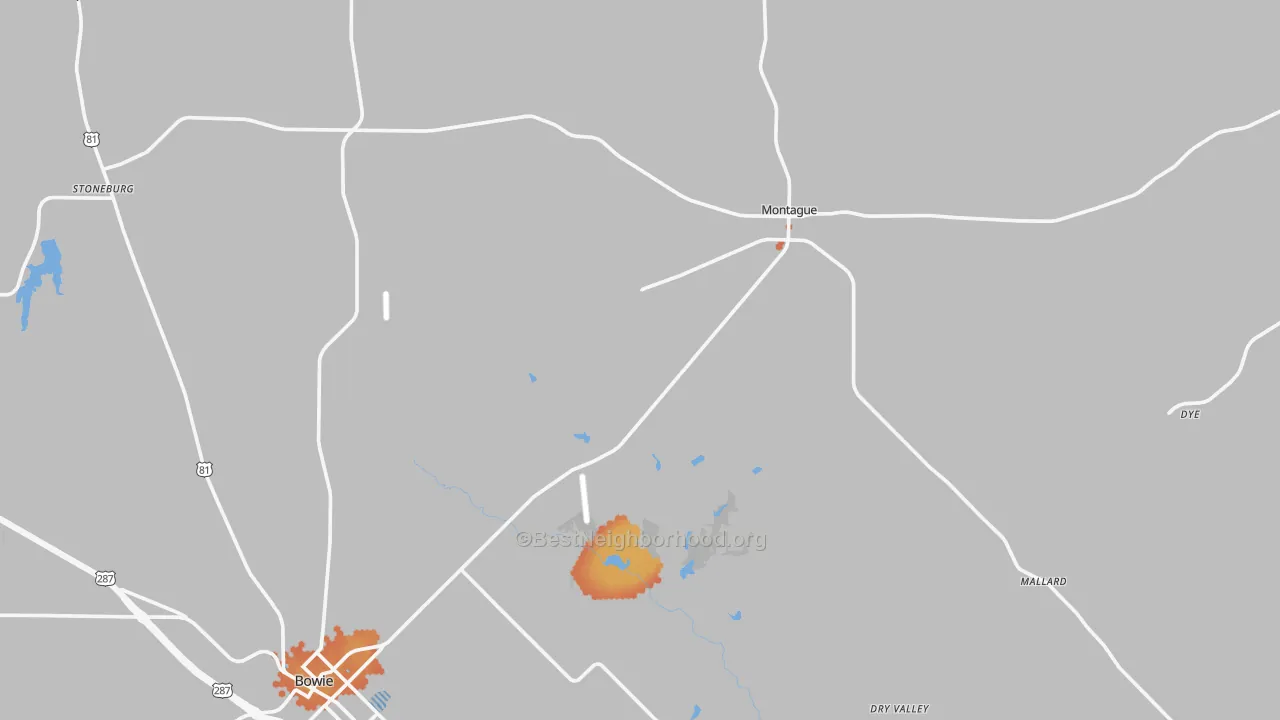 Bike Grade map of Montague County, TX