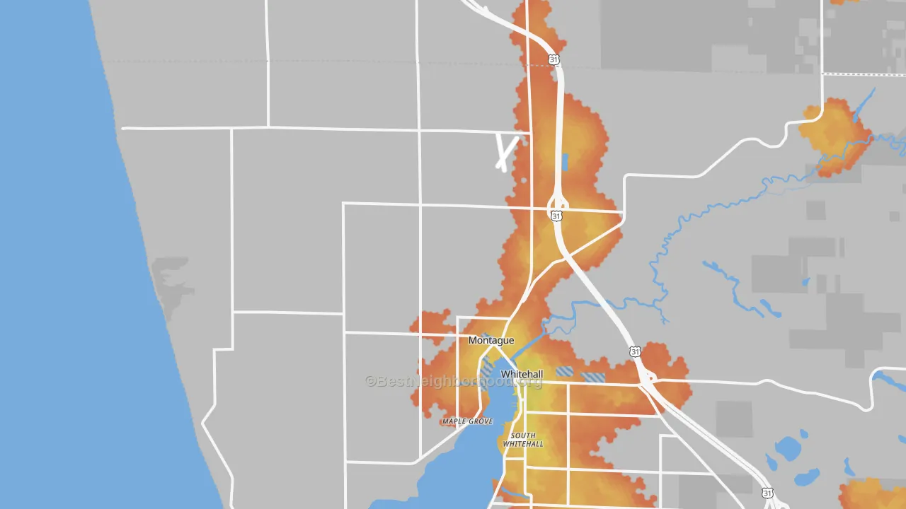 Bike Grade map of Montague, MI