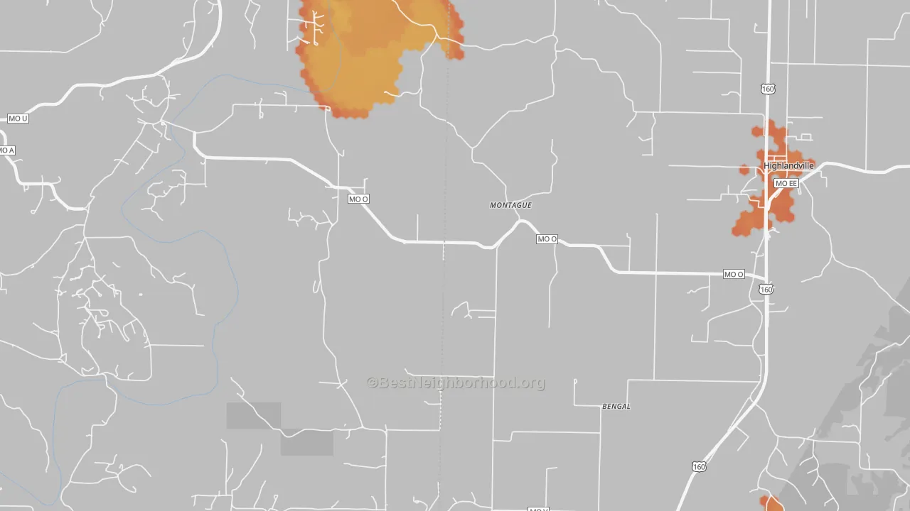 Bike Grade map of Montague, MO
