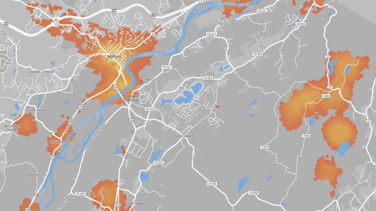 Bike Grade map of Montague, NJ