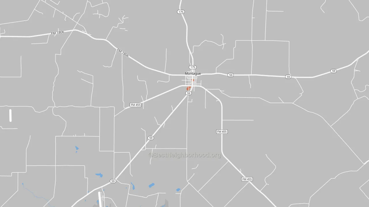 Bike Grade map of Montague, TX