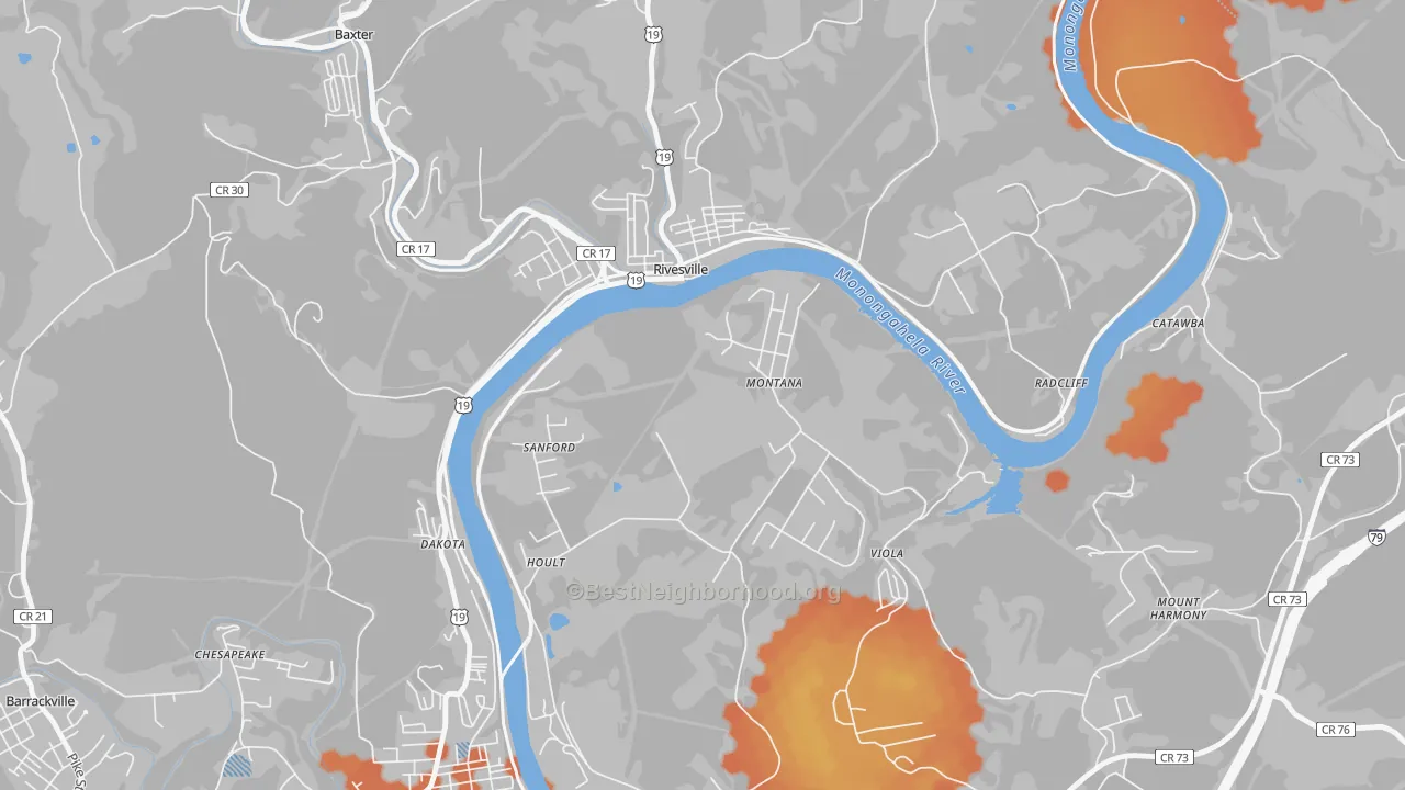 Bike Grade map of Montana Mines, WV