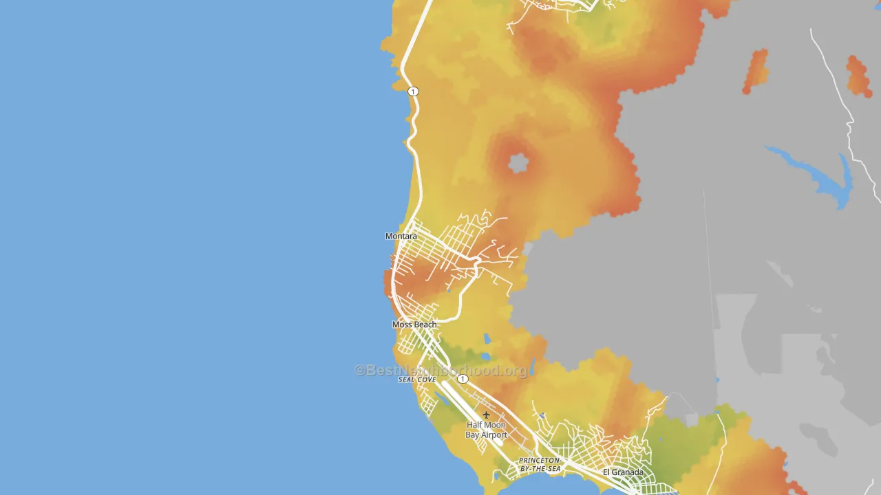 Bike Grade map of Montara, CA