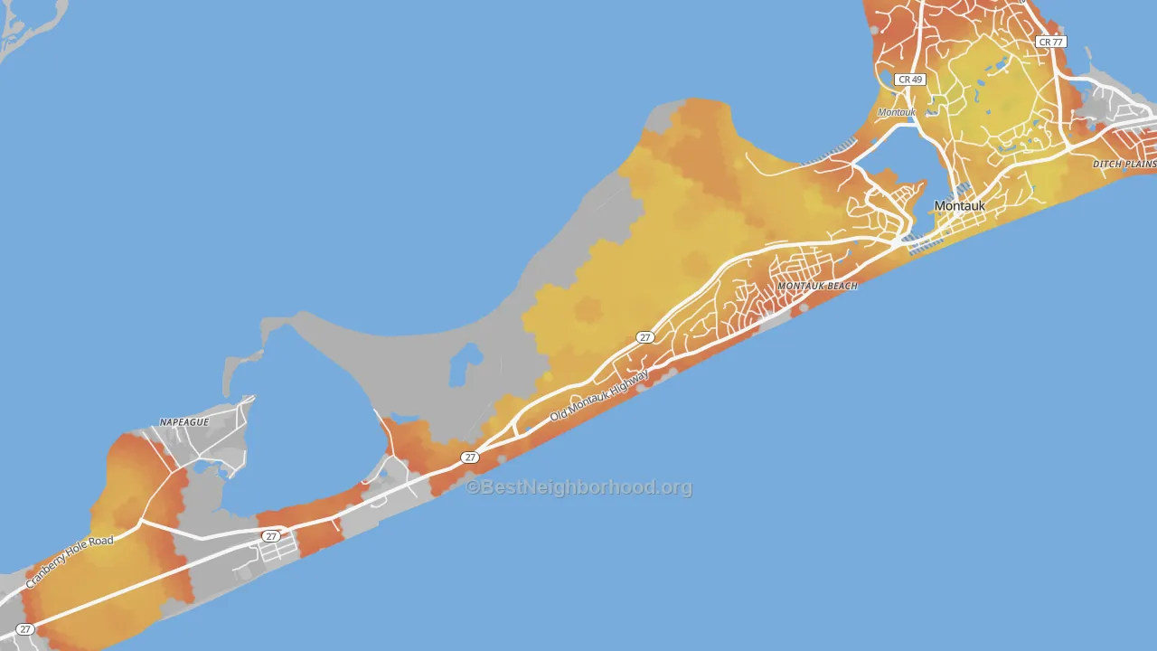 Bike Grade map of Montauk Beach, NY