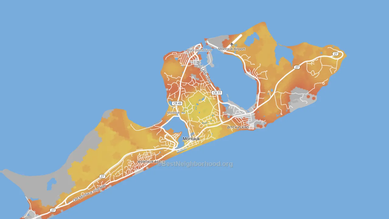 Bike Grade map of Montauk, NY