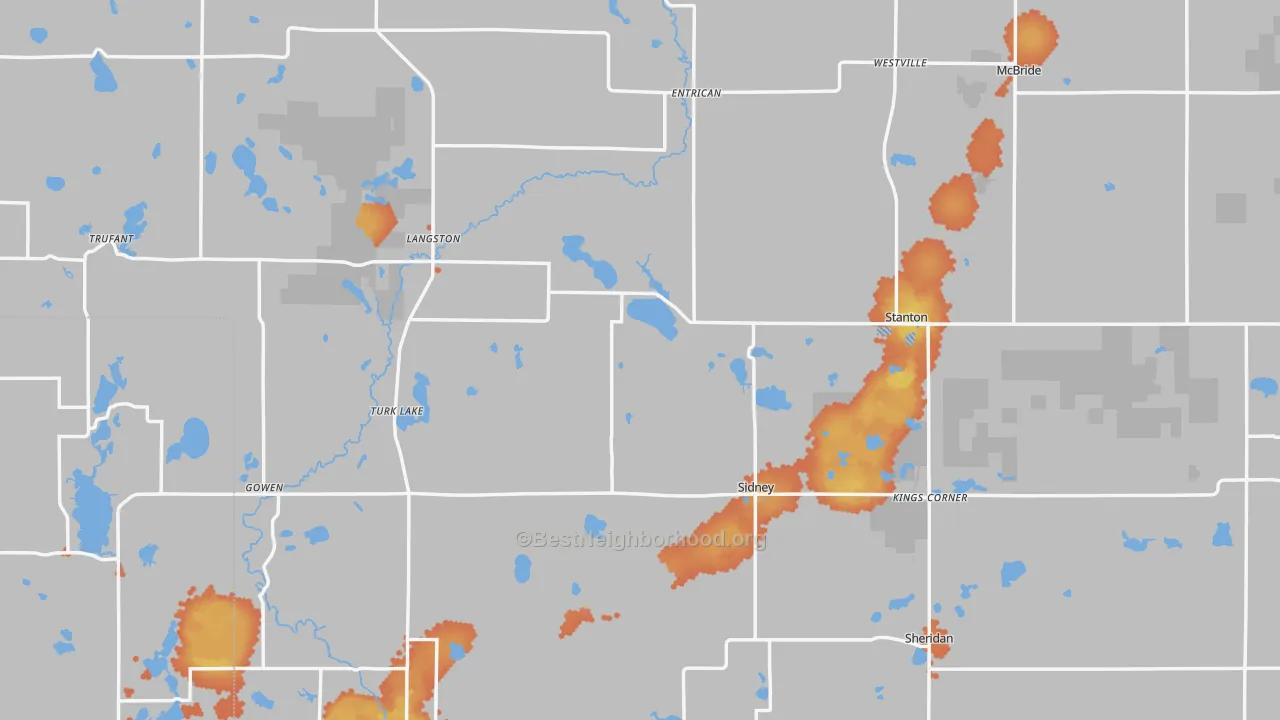 Bike Grade map of Montcalm County, MI