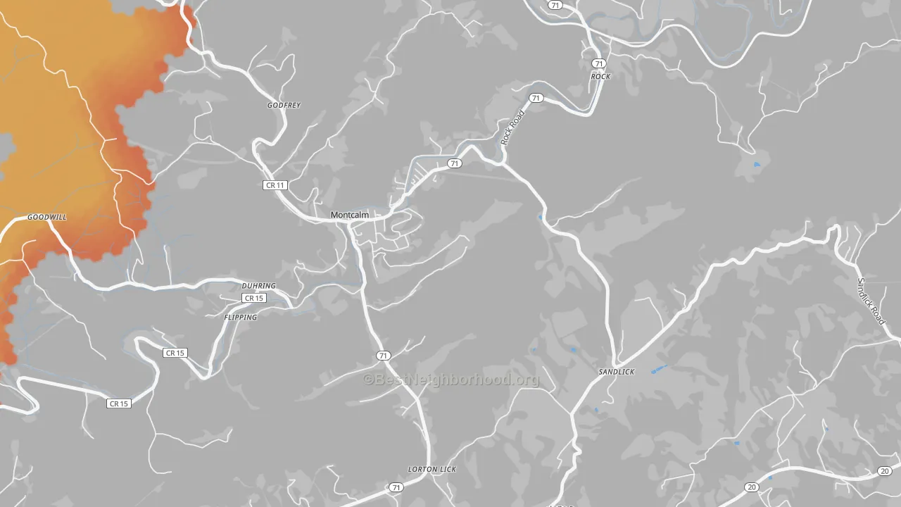 Bike Grade map of Montcalm, WV