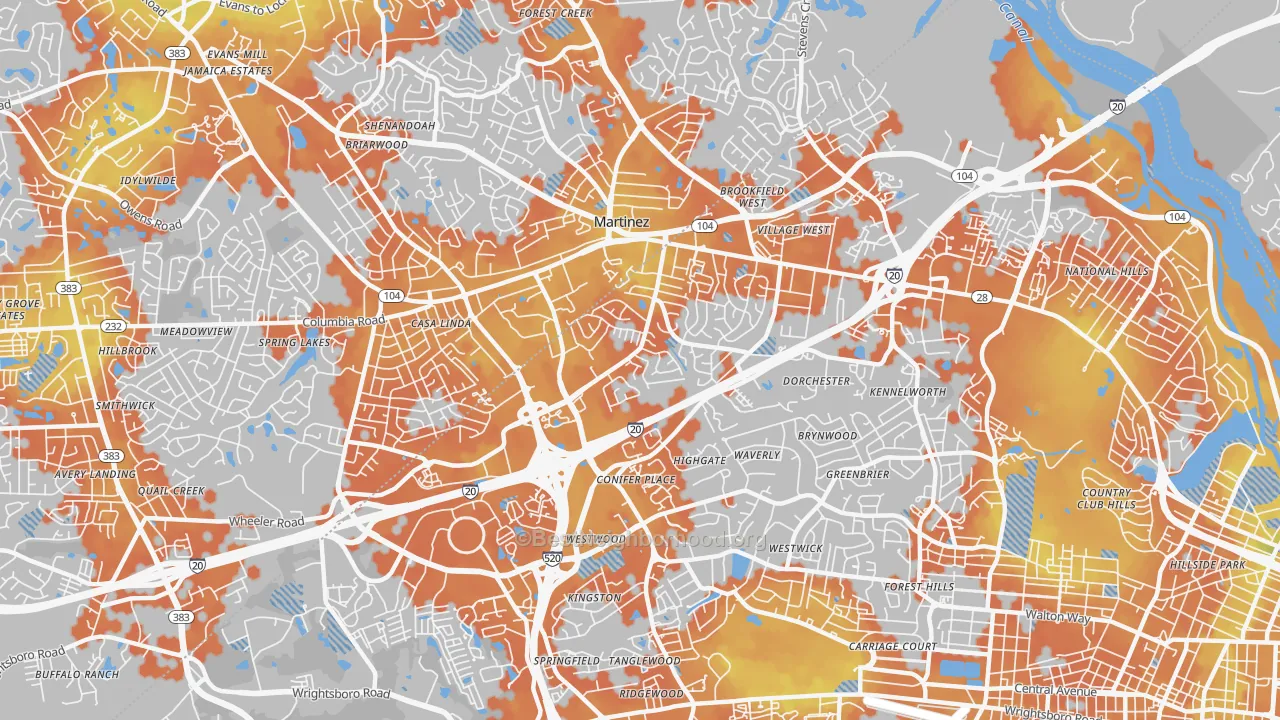 Bike Grade map of Montclair, Augusta, GA