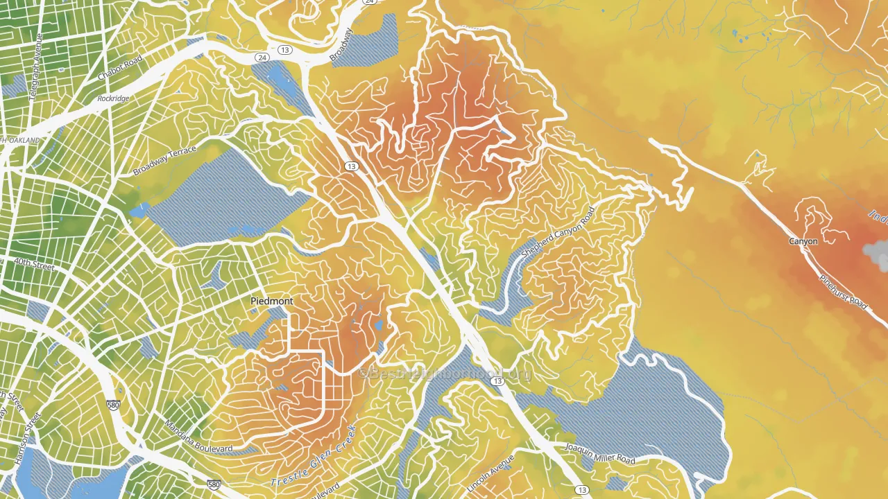 Bike Grade map of Montclair, Oakland, CA