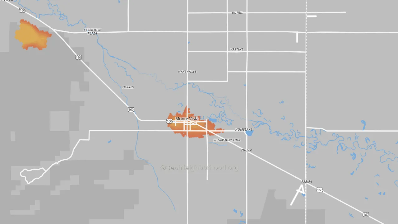 Bike Grade map of Monte Vista, CO