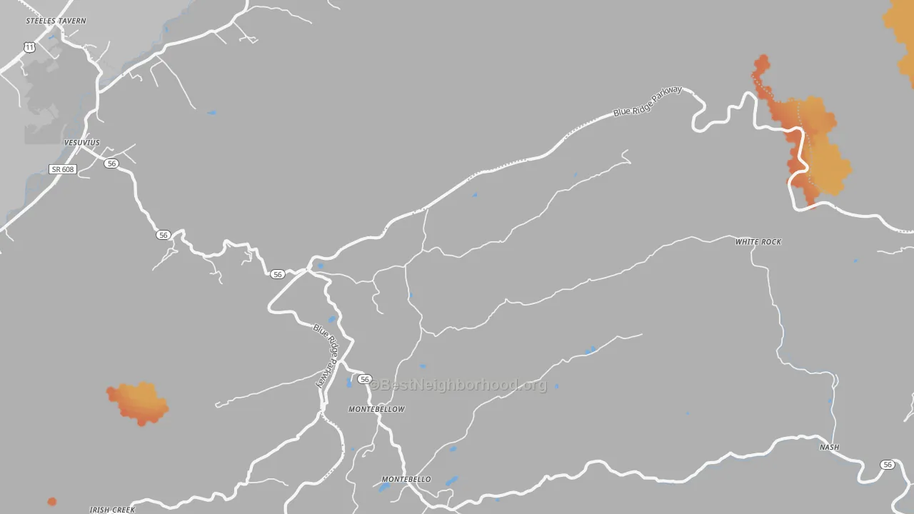 Bike Grade map of Montebello, VA