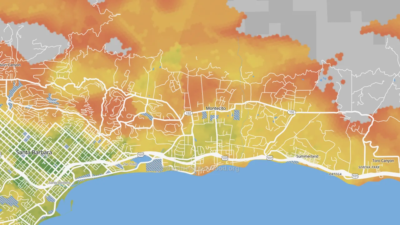 Bike Grade map of Montecito, CA