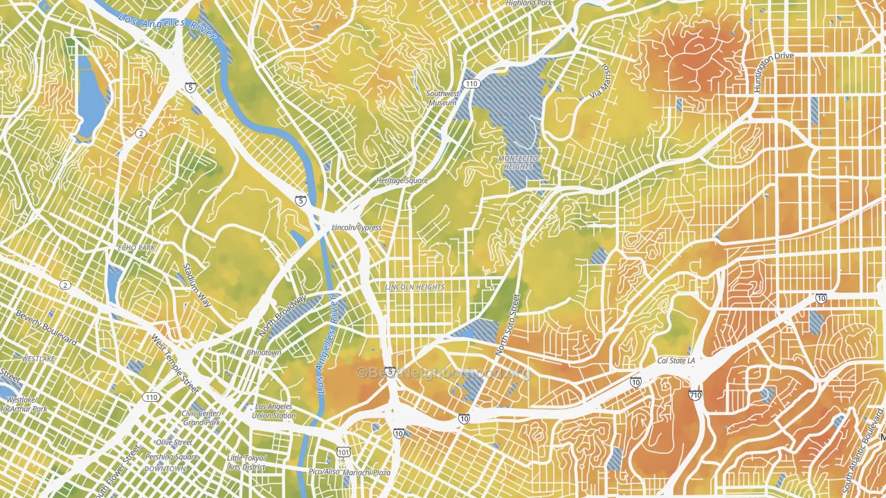 Bike Grade map of Montecito Heights, Los Angeles, CA