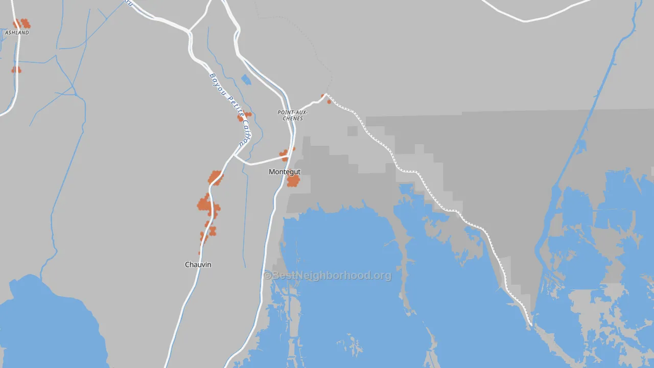 Bike Grade map of Montegut, LA