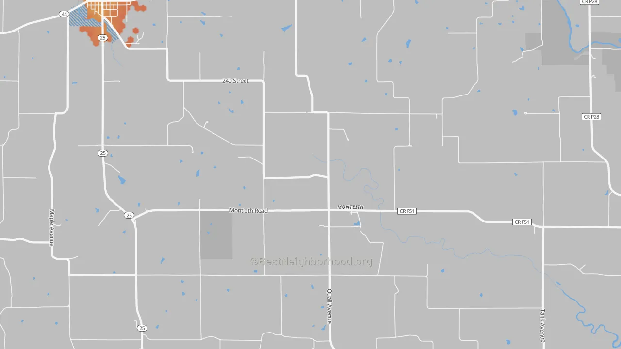 Bike Grade map of Monteith, IA