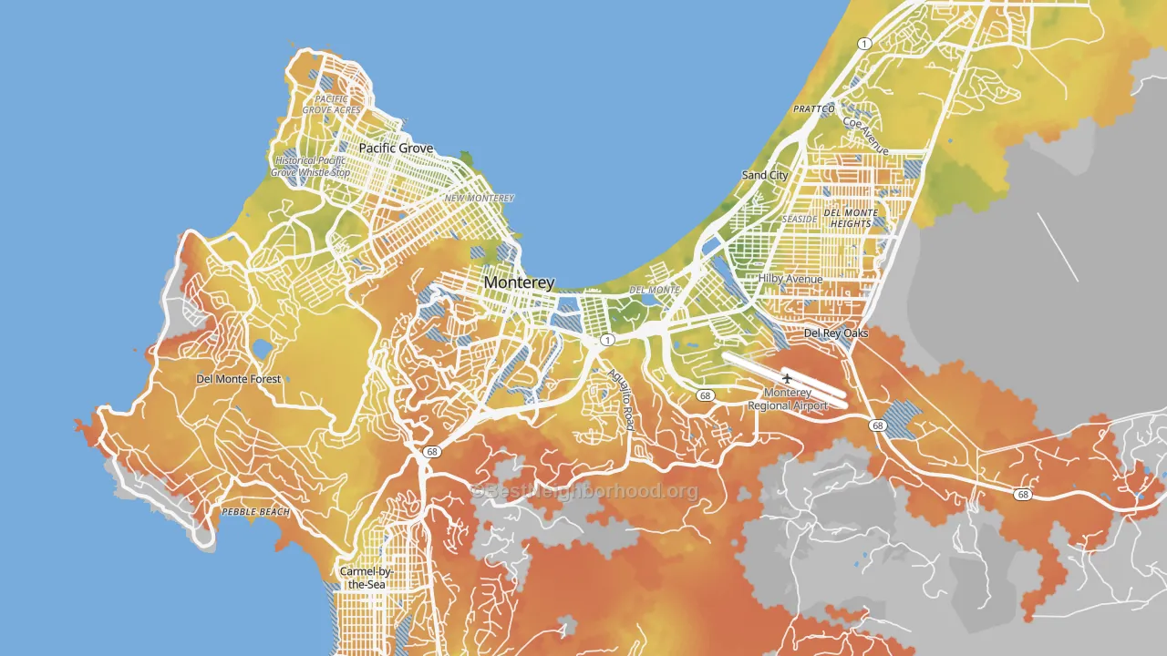 Bike Grade map of Monterey, CA