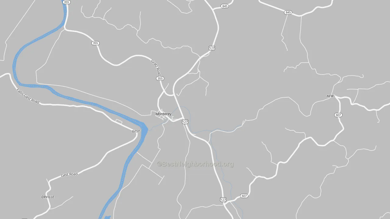 Bike Grade map of Monterey, KY