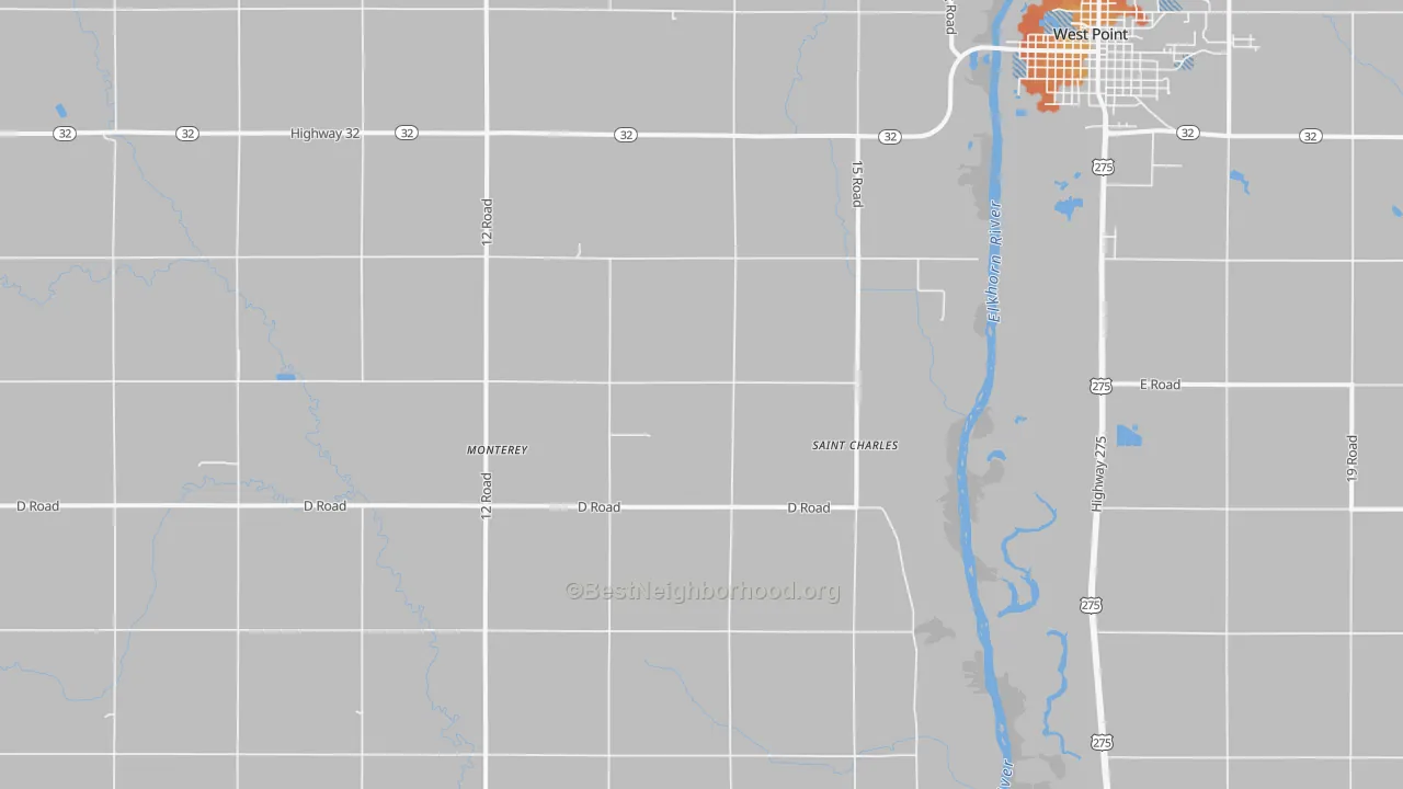 Bike Grade map of Monterey, NE