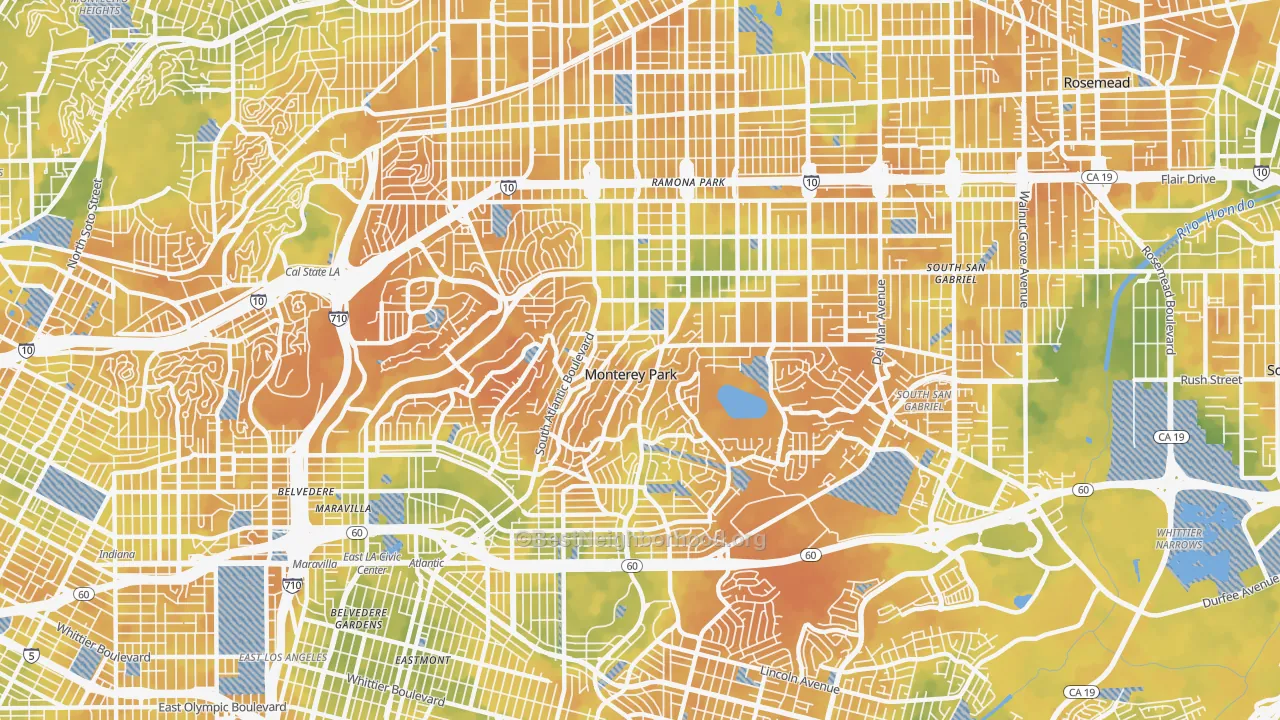Bike Grade map of Monterey Park, CA