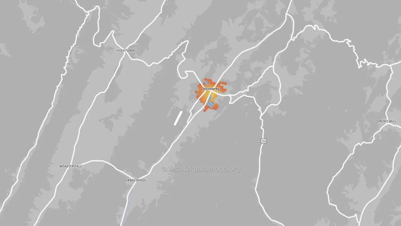 Bike Grade map of Monterey, VA