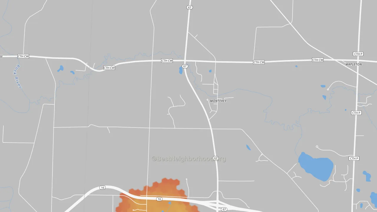 Bike Grade map of Monterey, WI