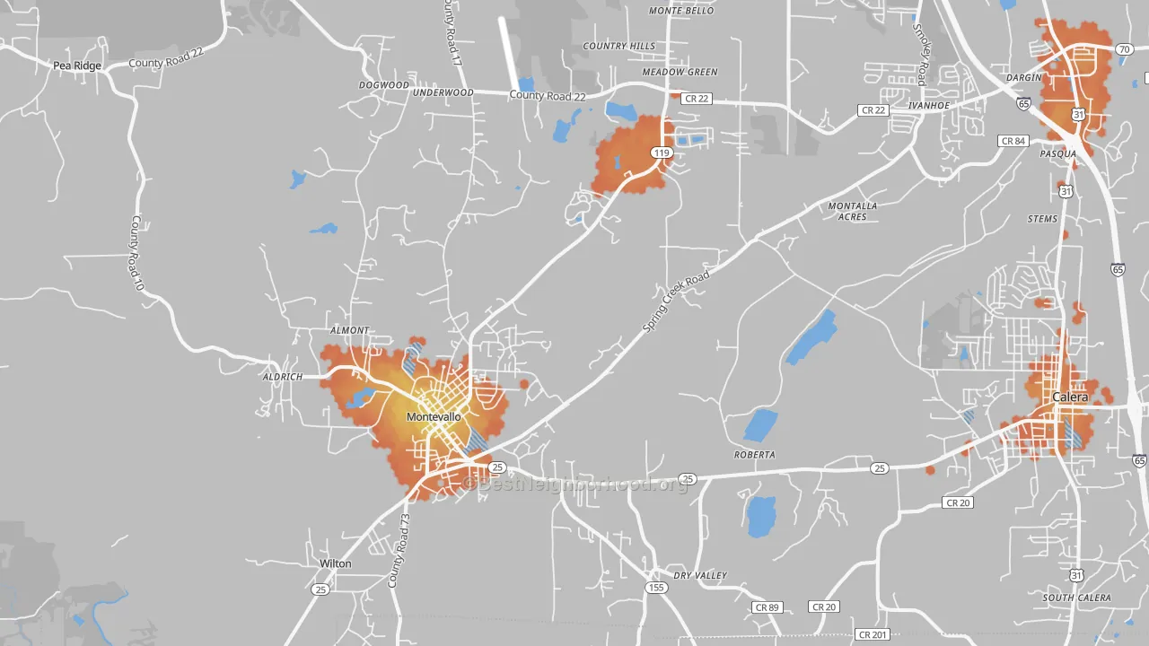 Bike Grade map of Montevallo, AL