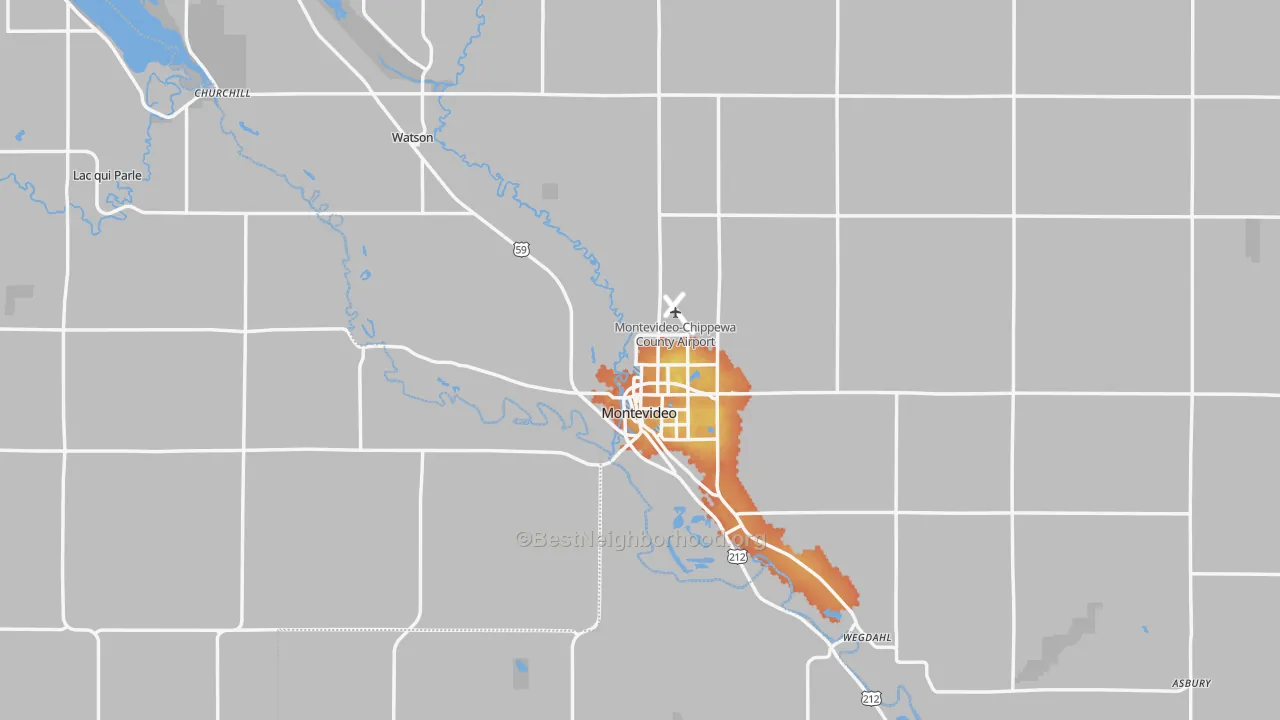 Bike Grade map of Montevideo, MN